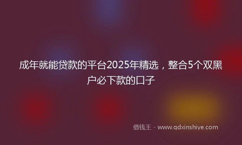 成年就能贷款的平台2025年精选，整合5个双黑户必下款的口子