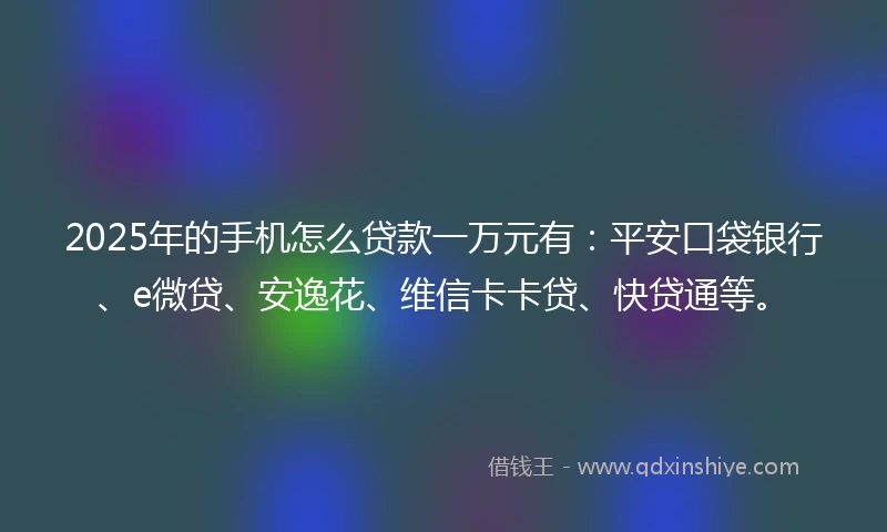 2025年的手机怎么贷款一万元有：平安口袋银行、e微贷、安逸花、维信卡卡贷、快贷通等。