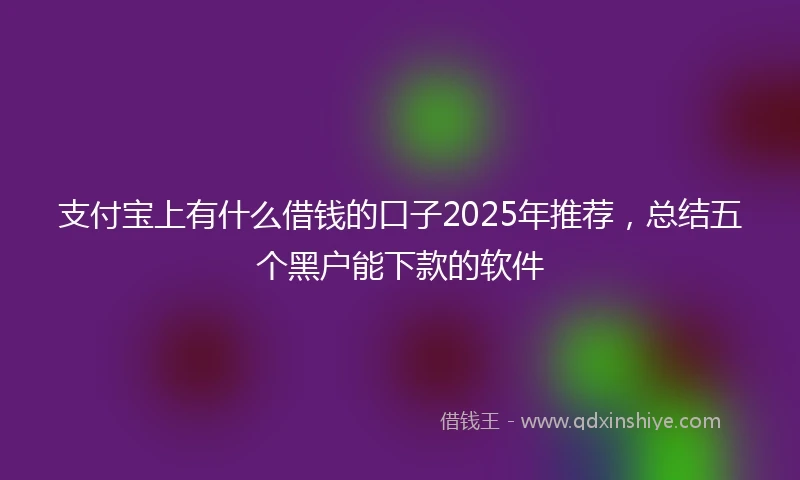 支付宝上有什么借钱的口子2025年推荐，总结五个黑户能下款的软件