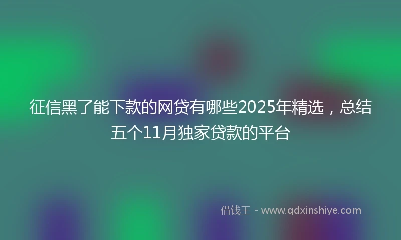 征信黑了能下款的网贷有哪些2025年精选，总结五个11月独家贷款的平台