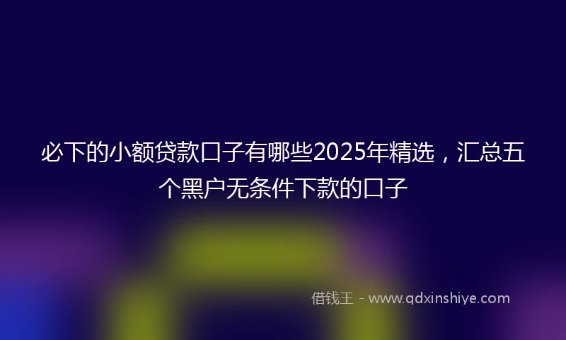 必下的小额贷款口子有哪些2025年精选，汇总五个黑户无条件下款的口子