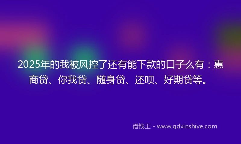 2025年的我被风控了还有能下款的口子么有：惠商贷、你我贷、随身贷、还呗、好期贷等。