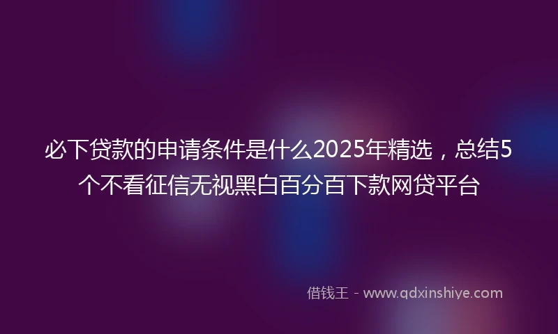 必下贷款的申请条件是什么2025年精选，总结5个不看征信无视黑白百分百下款网贷平台
