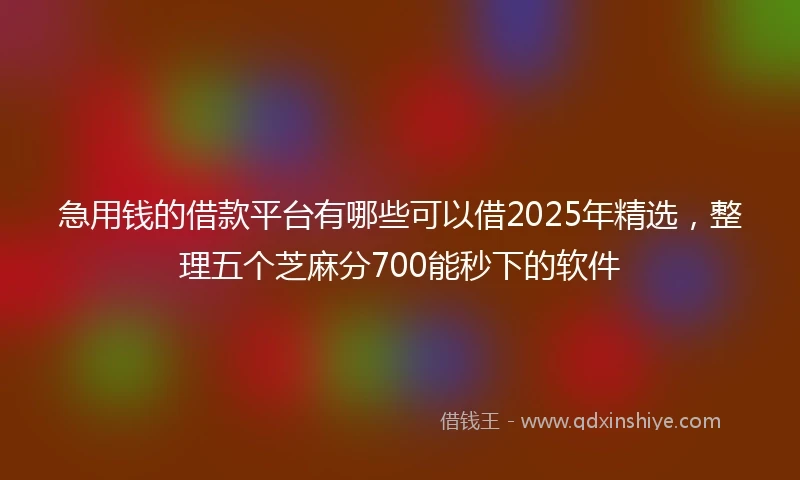 急用钱的借款平台有哪些可以借2025年精选，整理五个芝麻分700能秒下的软件