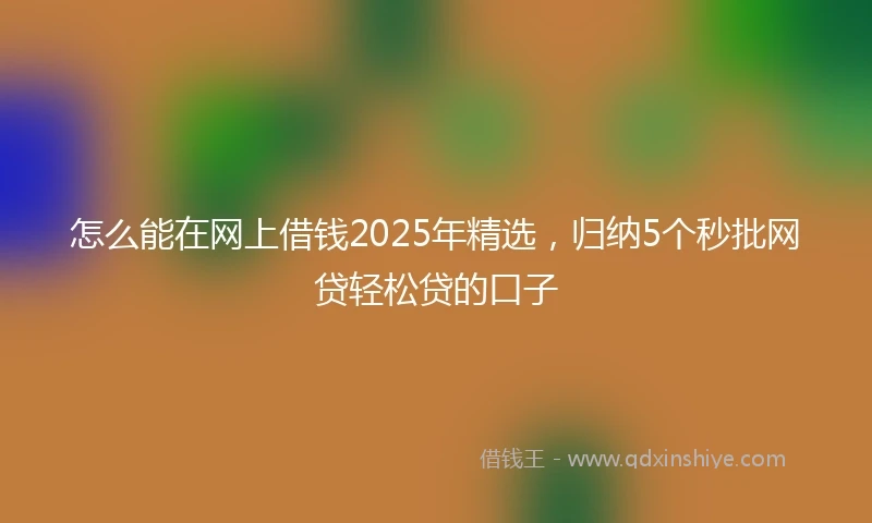 怎么能在网上借钱2025年精选，归纳5个秒批网贷轻松贷的口子