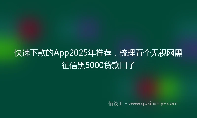 快速下款的App2025年推荐，梳理五个无视网黑征信黑5000贷款口子