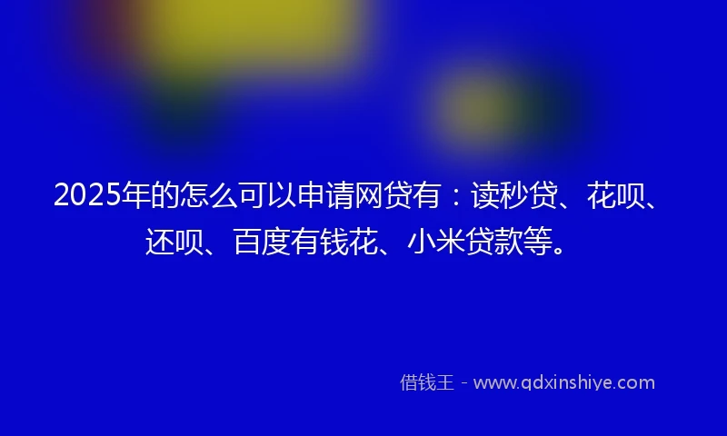 2025年的怎么可以申请网贷有：读秒贷、花呗、还呗、百度有钱花、小米贷款等。
