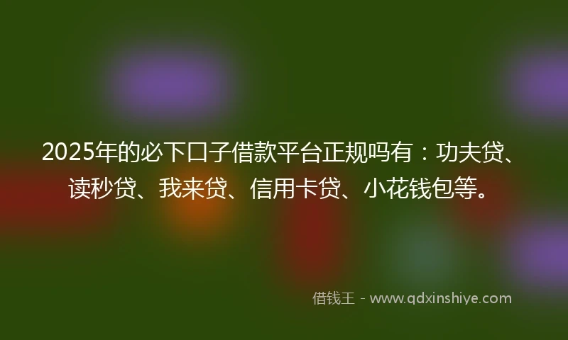 2025年的必下口子借款平台正规吗有：功夫贷、读秒贷、我来贷、信用卡贷、小花钱包等。