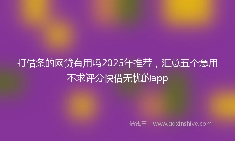 打借条的网贷有用吗2025年推荐，汇总五个急用不求评分快借无忧的app