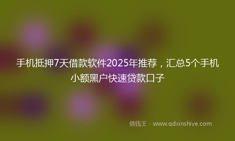 手机抵押7天借款软件2025年推荐，汇总5个手机小额黑户快速贷款口子