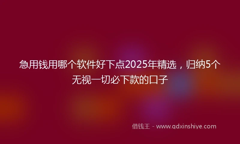 急用钱用哪个软件好下点2025年精选，归纳5个无视一切必下款的口子
