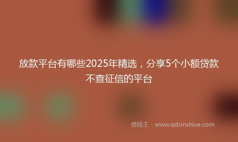 放款平台有哪些2025年精选，分享5个小额贷款不查征信的平台