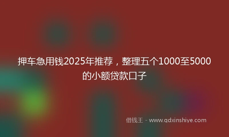 押车急用钱2025年推荐，整理五个1000至5000的小额贷款口子