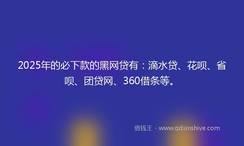 2025年的必下款的黑网贷有：滴水贷、花呗、省呗、团贷网、360借条等。
