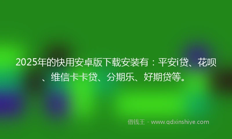 2025年的快用安卓版下载安装有：平安i贷、花呗、维信卡卡贷、分期乐、好期贷等。