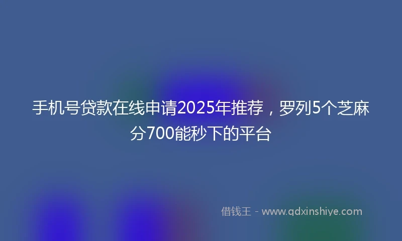 手机号贷款在线申请2025年推荐，罗列5个芝麻分700能秒下的平台