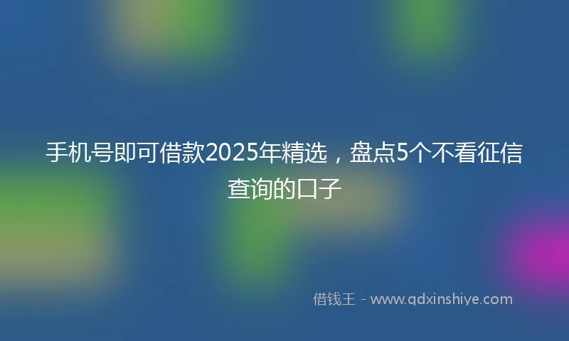 手机号即可借款2025年精选，盘点5个不看征信查询的口子