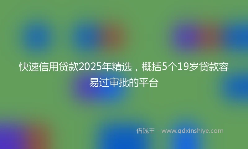 快速信用贷款2025年精选，概括5个19岁贷款容易过审批的平台