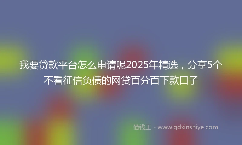 我要贷款平台怎么申请呢2025年精选，分享5个不看征信负债的网贷百分百下款口子