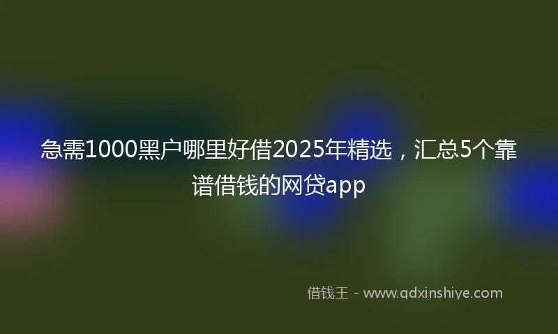 急需1000黑户哪里好借2025年精选，汇总5个靠谱借钱的网贷app