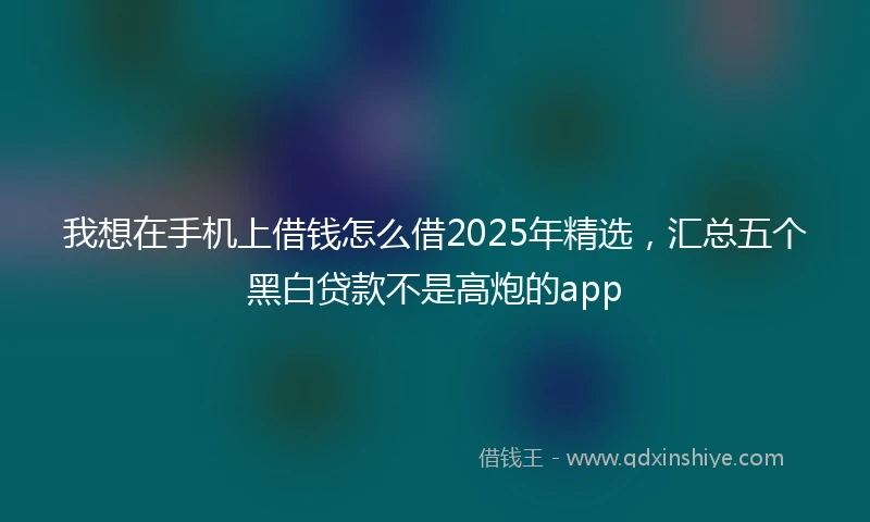 我想在手机上借钱怎么借2025年精选，汇总五个黑白贷款不是高炮的app