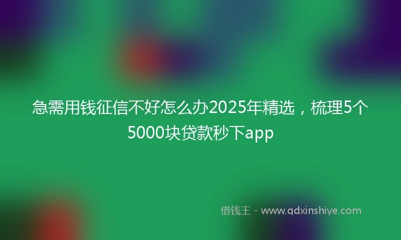 急需用钱征信不好怎么办2025年精选，梳理5个5000块贷款秒下app