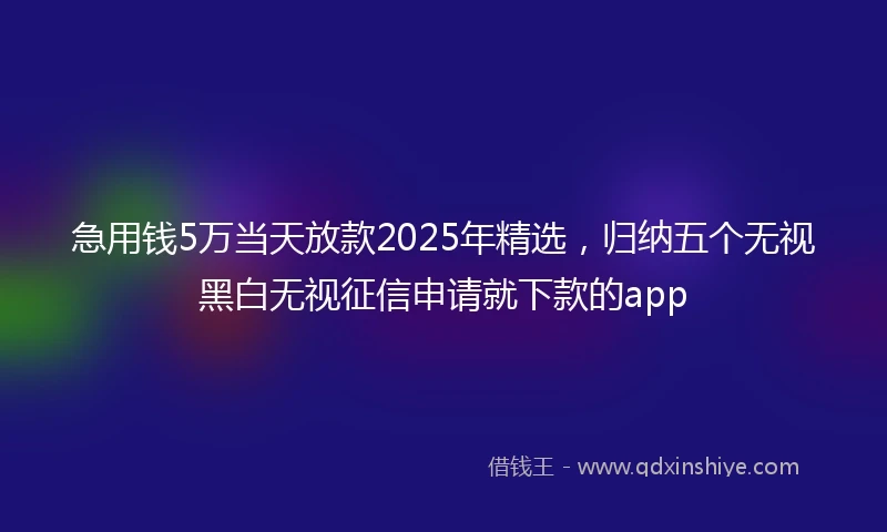 急用钱5万当天放款2025年精选，归纳五个无视黑白无视征信申请就下款的app