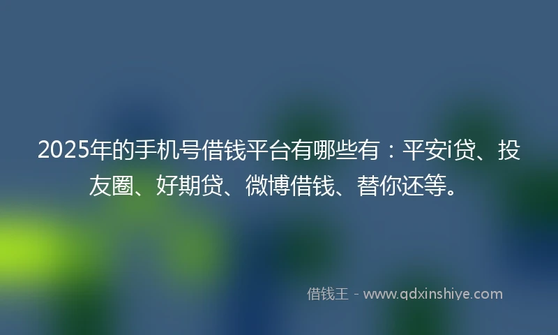 2025年的手机号借钱平台有哪些有：平安i贷、投友圈、好期贷、微博借钱、替你还等。
