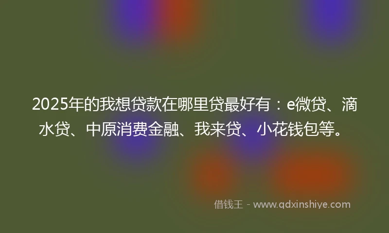 2025年的我想贷款在哪里贷最好有：e微贷、滴水贷、中原消费金融、我来贷、小花钱包等。