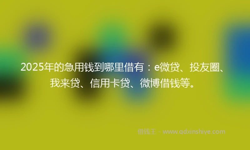 2025年的急用钱到哪里借有:e微贷、投友圈、我来贷、信用卡贷、微博借钱等。