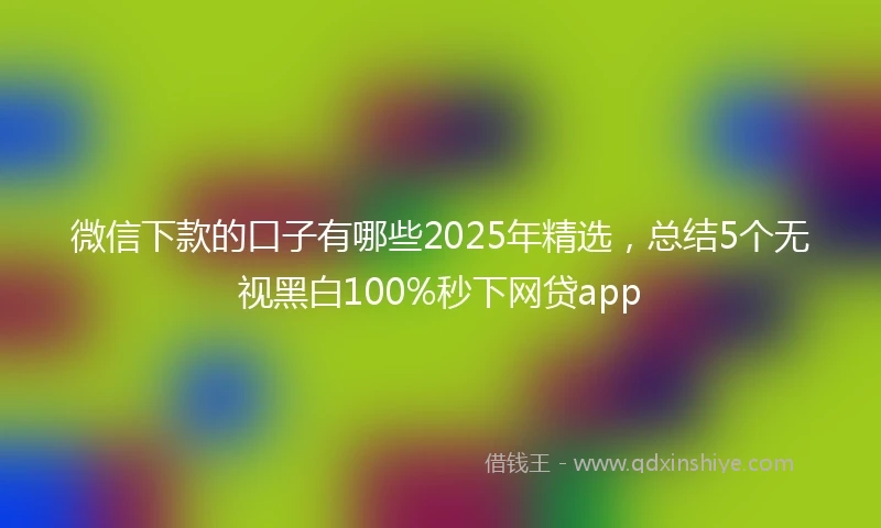 微信下款的口子有哪些2025年精选，总结5个无视黑白100%秒下网贷app