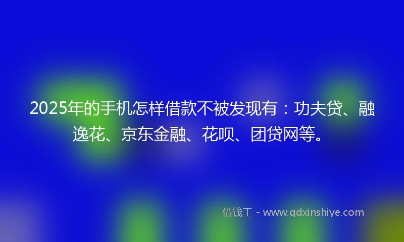 2025年的手机怎样借款不被发现有：功夫贷、融逸花、京东金融、花呗、团贷网等。