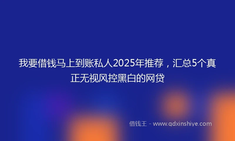 我要借钱马上到账私人2025年推荐，汇总5个真正无视风控黑白的网贷
