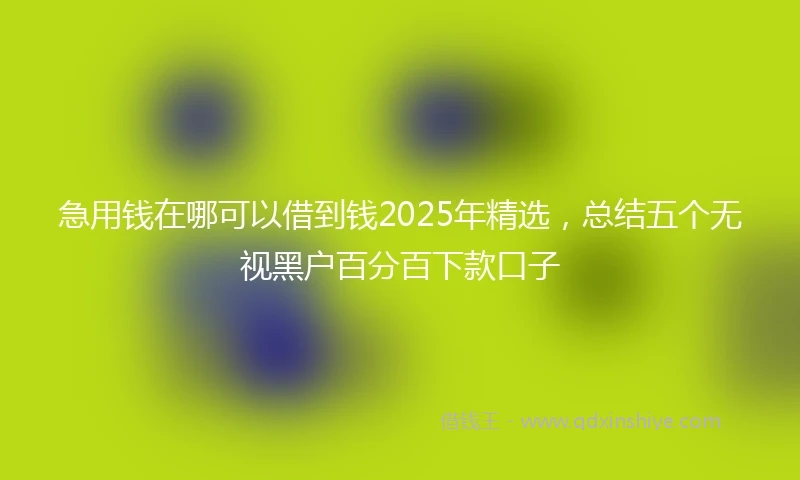 急用钱在哪可以借到钱2025年精选，总结五个无视黑户百分百下款口子