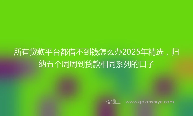 所有贷款平台都借不到钱怎么办2025年精选，归纳五个周周到贷款相同系列的口子