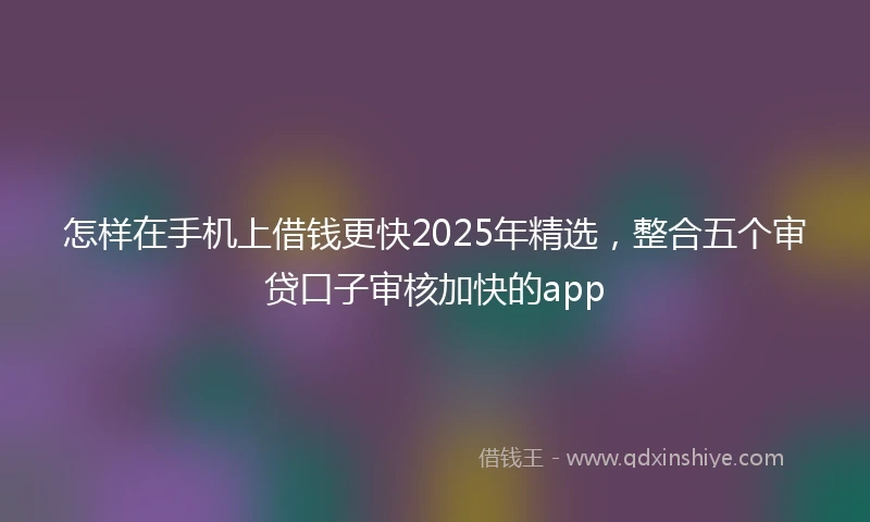 怎样在手机上借钱更快2025年精选，整合五个审贷口子审核加快的app
