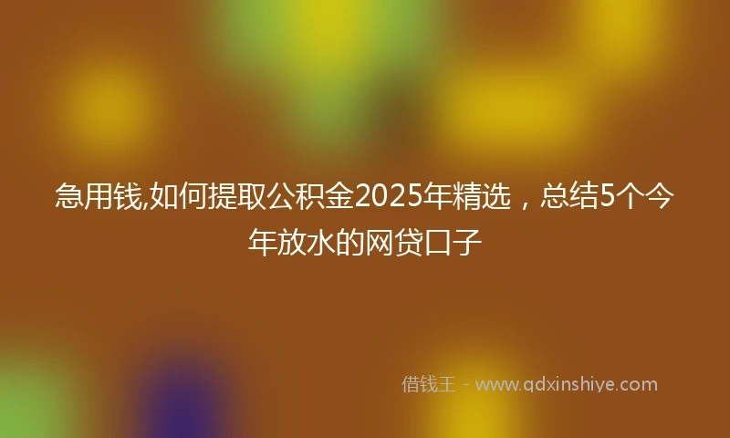 急用钱,如何提取公积金2025年精选，总结5个今年放水的网贷口子