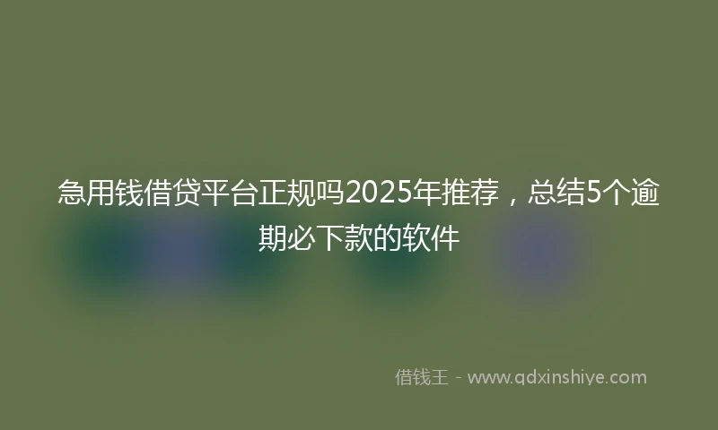 急用钱借贷平台正规吗2025年推荐，总结5个逾期必下款的软件