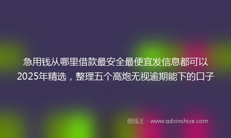 急用钱从哪里借款最安全最便宜发信息都可以2025年精选，整理五个高炮无视逾期能下的口子