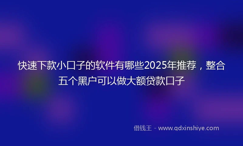 快速下款小口子的软件有哪些2025年推荐，整合五个黑户可以做大额贷款口子
