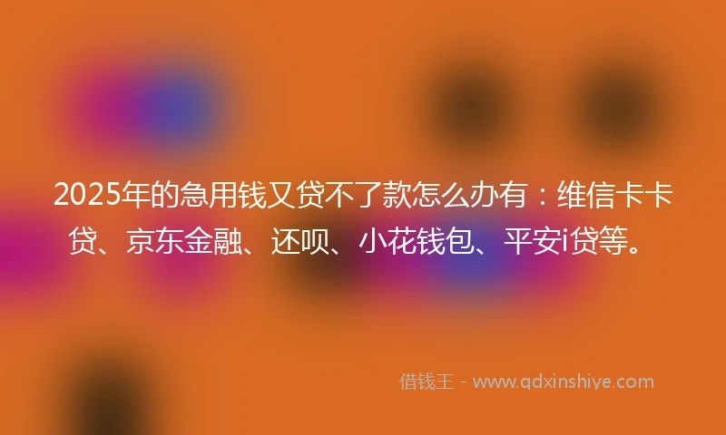 2025年的急用钱又贷不了款怎么办有：维信卡卡贷、京东金融、还呗、小花钱包、平安i贷等。