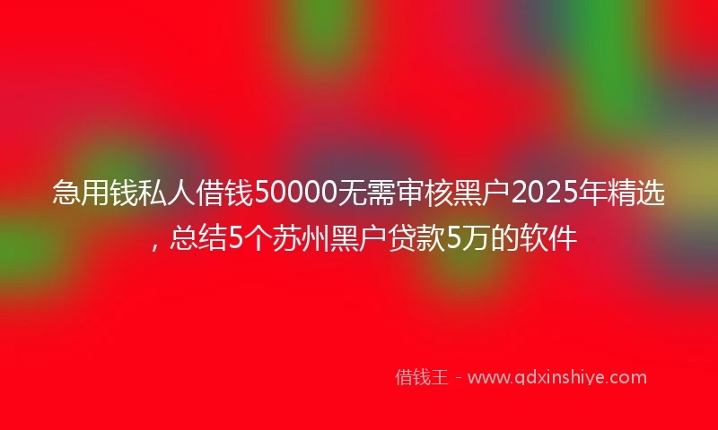 急用钱私人借钱50000无需审核黑户2025年精选，总结5个苏州黑户贷款5万的软件