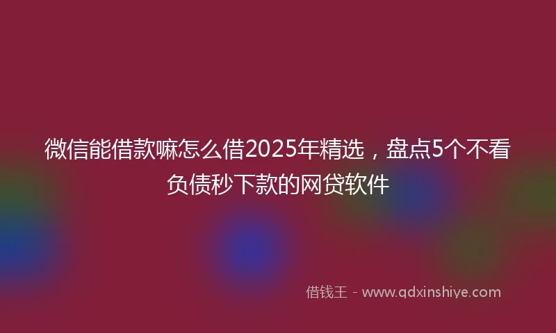 微信能借款嘛怎么借2025年精选，盘点5个不看负债秒下款的网贷软件