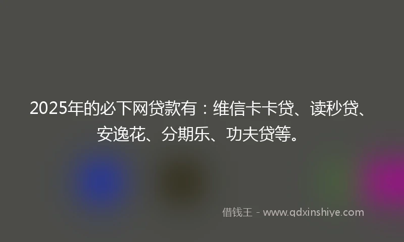 2025年的必下网贷款有：维信卡卡贷、读秒贷、安逸花、分期乐、功夫贷等。