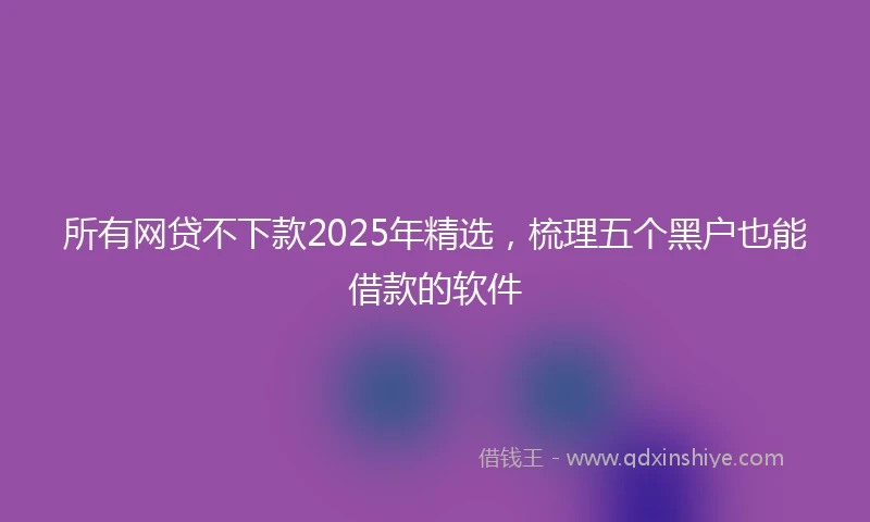 所有网贷不下款2025年精选，梳理五个黑户也能借款的软件