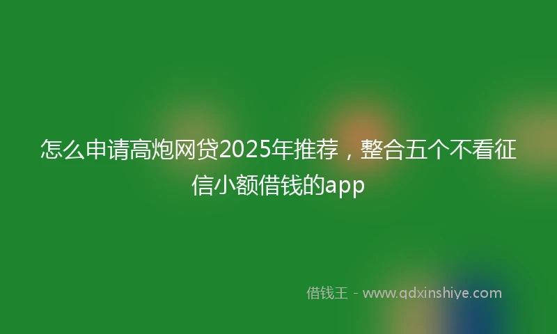 怎么申请高炮网贷2025年推荐，整合五个不看征信小额借钱的app