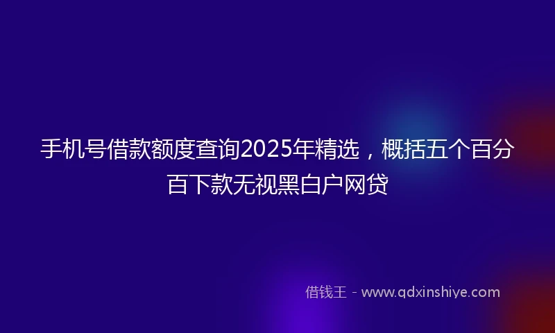 手机号借款额度查询2025年精选，概括五个百分百下款无视黑白户网贷