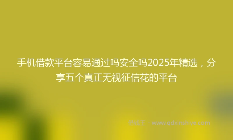 手机借款平台容易通过吗安全吗2025年精选，分享五个真正无视征信花的平台