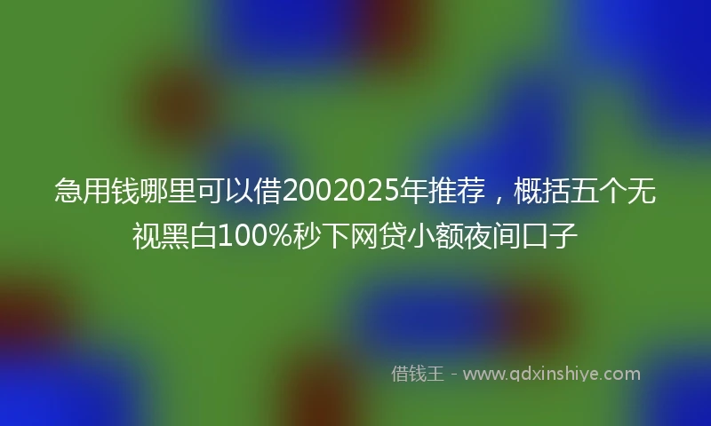 急用钱哪里可以借2002025年推荐，概括五个无视黑白100%秒下网贷小额夜间口子