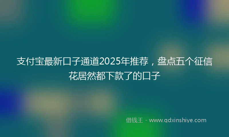 支付宝最新口子通道2025年推荐，盘点五个征信花居然都下款了的口子